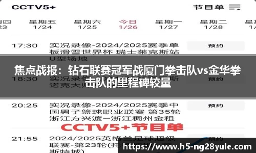 焦点战报：钻石联赛冠军战厦门拳击队vs金华拳击队的里程碑较量